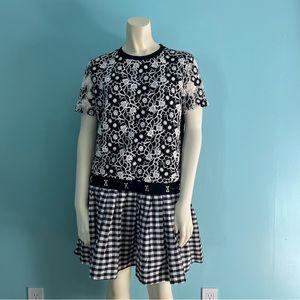 ZARA Trafaluc Floral Lace Buffalo Plaid Dress